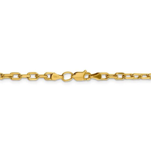 3.75mm 14k Yellow Gold Hollow Open D/C Cable Chain Necklace, 20 Inch